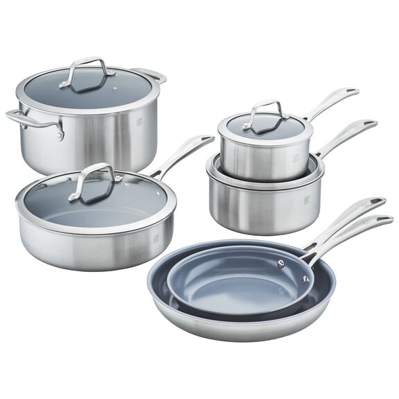 11-Piece Stainless Steel 3-Ply Base Cookware Set