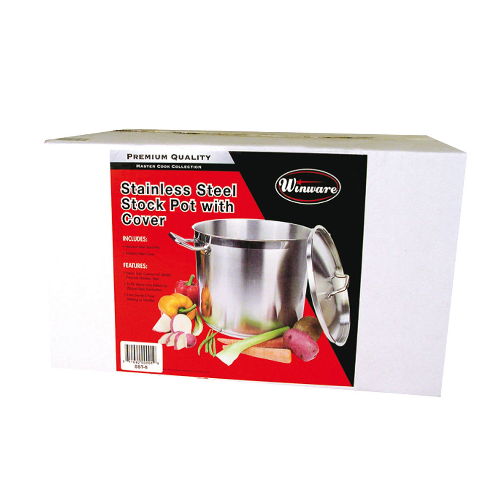 Winco SST-8 8 qt Stainless Steel Stock Pot w/ Cover - Induction