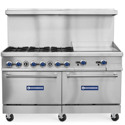 Standard Range SR-R60-24MG-LP 60" Liquid Propane Range with 24" Griddle, 6 Burners, 2 Ovens - 306,000 BTU